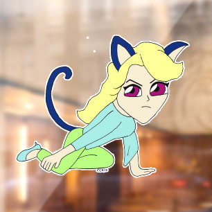 chibi catgirl window cling