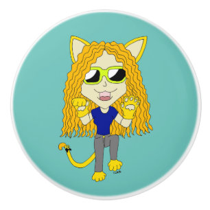 Chibi Catgirl with paws Ceramic Knob