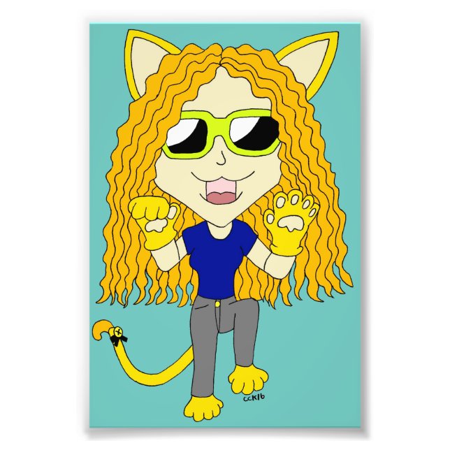 Chibi Catgirl with paws Photo Print (Front)