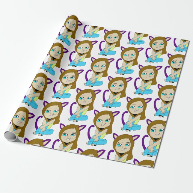 chibi catgirl wrapping paper (Unrolled)