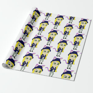 chibi catgirl wrapping paper
