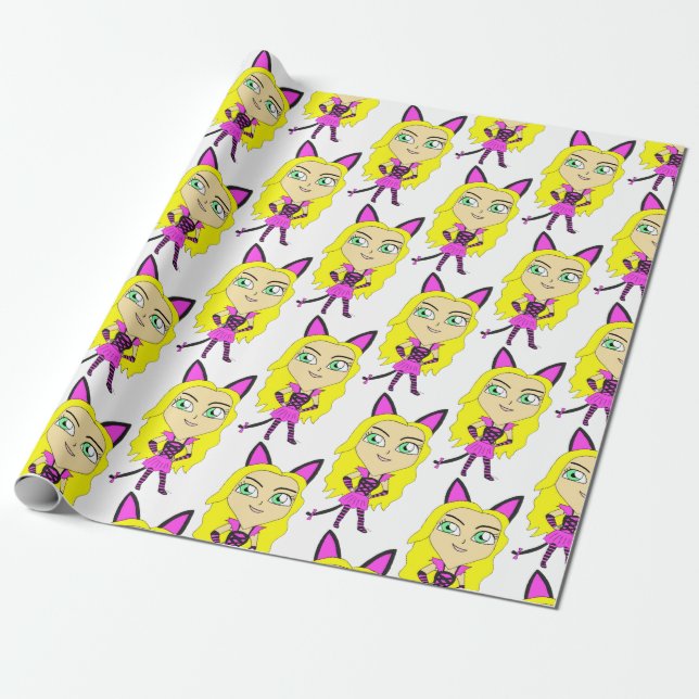 chibi catgirl  wrapping paper (Unrolled)