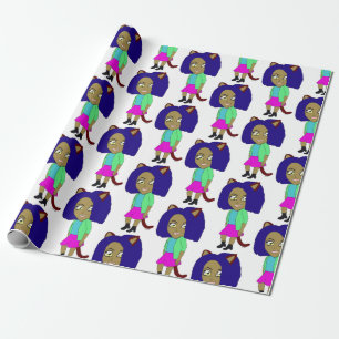 chibi catgirl wrapping paper