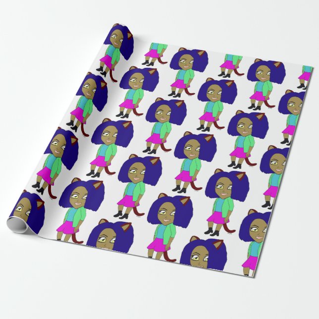 chibi catgirl wrapping paper (Unrolled)