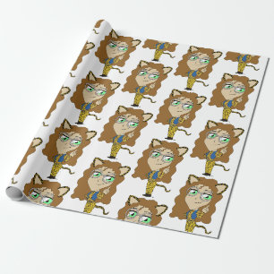 chibi catgirl wrapping paper
