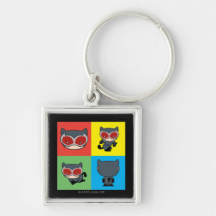 Chibi Catwoman Character Poses Key Ring
