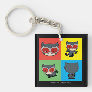 Chibi Catwoman Character Poses Key Ring
