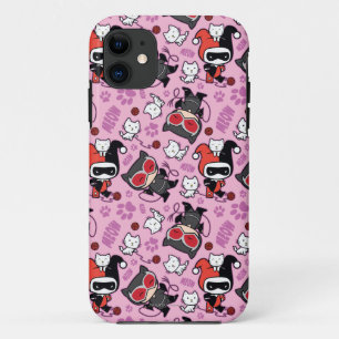 Chibi Catwoman, Harley Quinn, & Kittens Pattern iPhone 11 Case