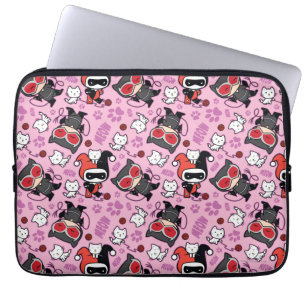 Chibi Catwoman, Harley Quinn, & Kittens Pattern Laptop Sleeve