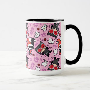 Chibi Catwoman, Harley Quinn, & Kittens Pattern Mug