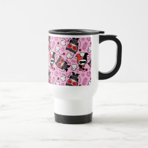 Chibi Catwoman, Harley Quinn, & Kittens Pattern Travel Mug