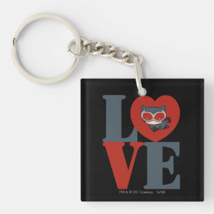 Chibi Catwoman LOVE Key Ring