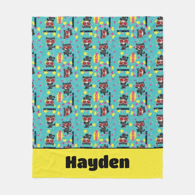 Chibi Catwoman Pattern Fleece Blanket (Front)