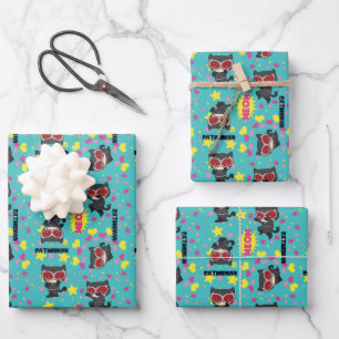 Chibi Catwoman Pattern Wrapping Paper Sheet