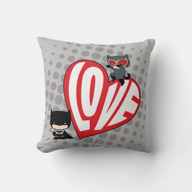 Chibi Catwoman Pounce on Batman Cushion (Front)