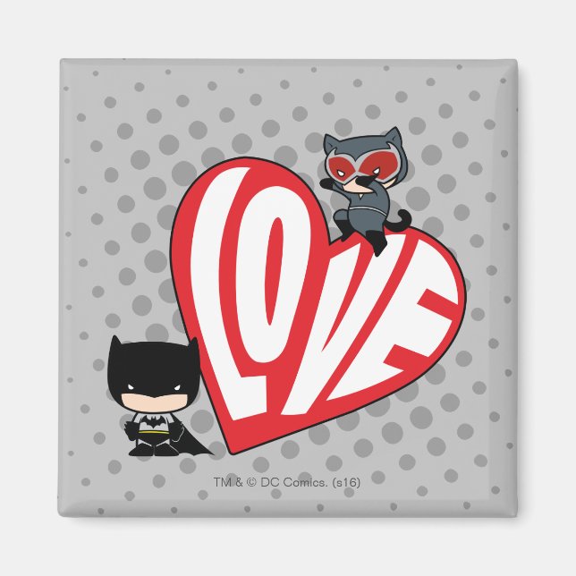Chibi Catwoman Pounce on Batman Magnet (Front)