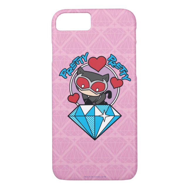 Chibi Catwoman Sitting Atop Large Diamond Case-Mate iPhone Case (Back)