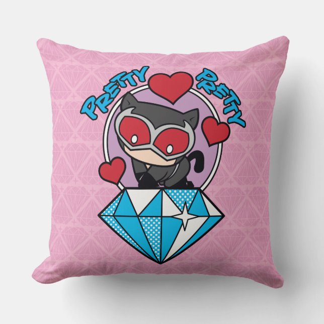 Chibi Catwoman Sitting Atop Large Diamond Cushion (Front)