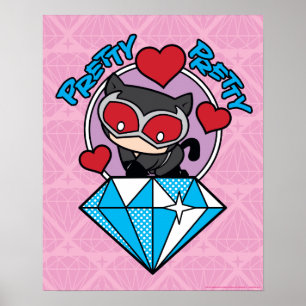 Chibi Catwoman Sitting Atop Large Diamond Poster