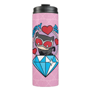 Chibi Catwoman Sitting Atop Large Diamond Thermal Tumbler