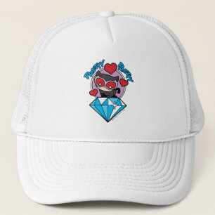 Chibi Catwoman Sitting Atop Large Diamond Trucker Hat