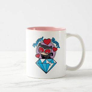 Chibi Catwoman Sitting Atop Large Diamond Two-Tone Coffee Mug