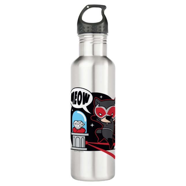 Chibi Catwoman Stealing A Diamond 710 Ml Water Bottle (Front)