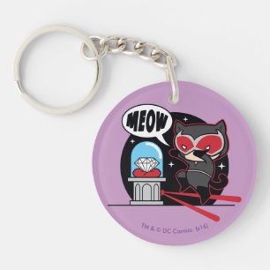 Chibi Catwoman Stealing A Diamond Key Ring