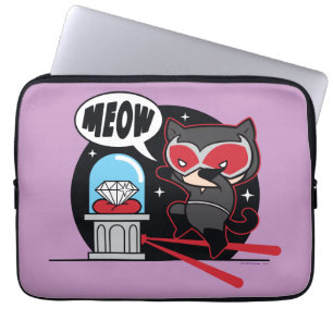 Chibi Catwoman Stealing A Diamond Laptop Sleeve