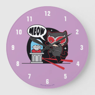 Chibi Catwoman Stealing A Diamond Large Clock