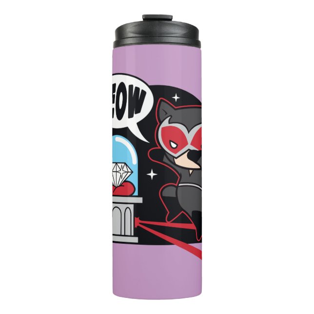 Chibi Catwoman Stealing A Diamond Thermal Tumbler (Front)