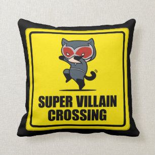 Chibi Catwoman Super Villain Crossing Sign Cushion