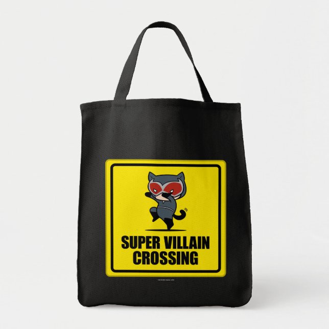 Chibi Catwoman Super Villain Crossing Sign Tote Bag (Front)