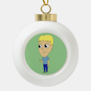 chibi ceramic ball christmas ornament