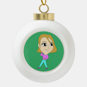 chibi ceramic ball christmas ornament