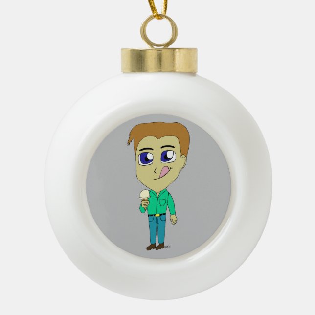 chibi   ceramic ball christmas ornament (Front)