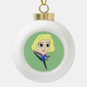 chibi ceramic ball christmas ornament