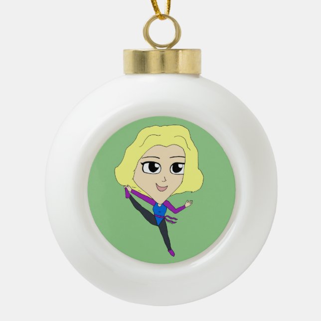 chibi        ceramic ball christmas ornament (Front)