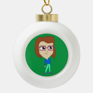 chibi     ceramic ball christmas ornament