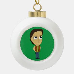 chibi ceramic ball christmas ornament
