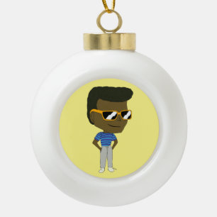chibi ceramic ball christmas ornament