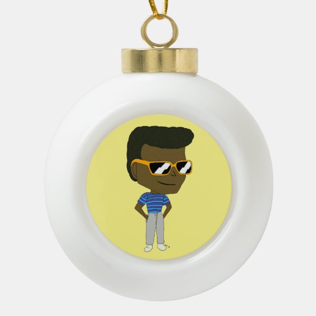 chibi    ceramic ball christmas ornament (Front)