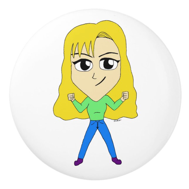 chibi    ceramic knob (Front)