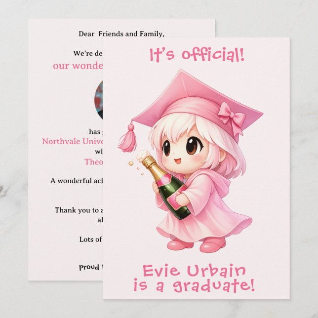🍾🎓Chibi Champagne Celebration Announcement (Front/Back)
