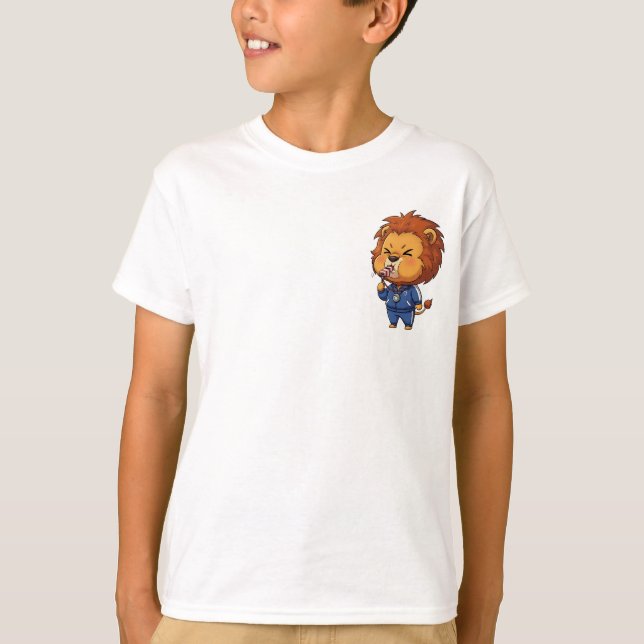 Chibi Coaching Lion Athlete Kids T-Shirt (Front)