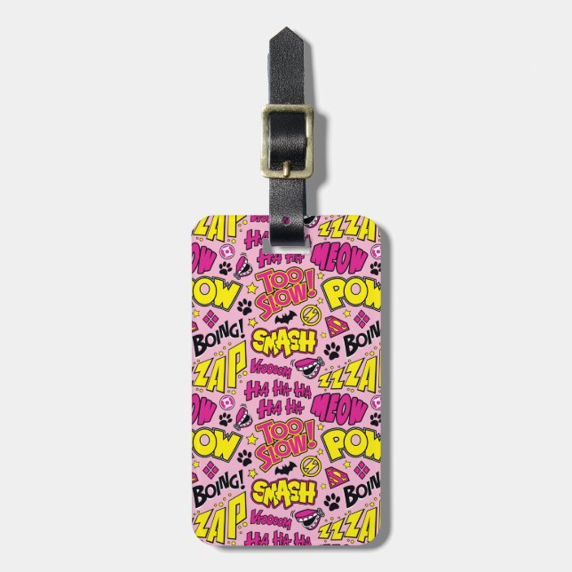 Chibi Comic Phrases and Logos Pattern Luggage Tag (Front Vertical)