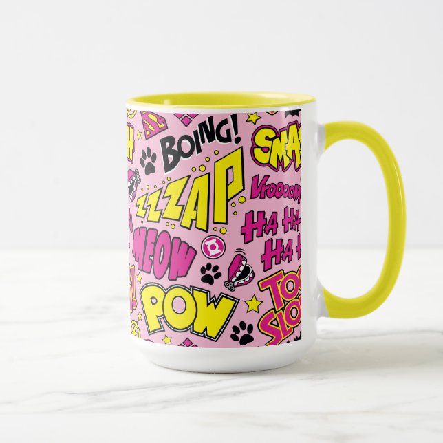Chibi Comic Phrases and Logos Pattern Mug (Right)
