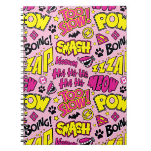Chibi Comic Phrases and Logos Pattern Notebook