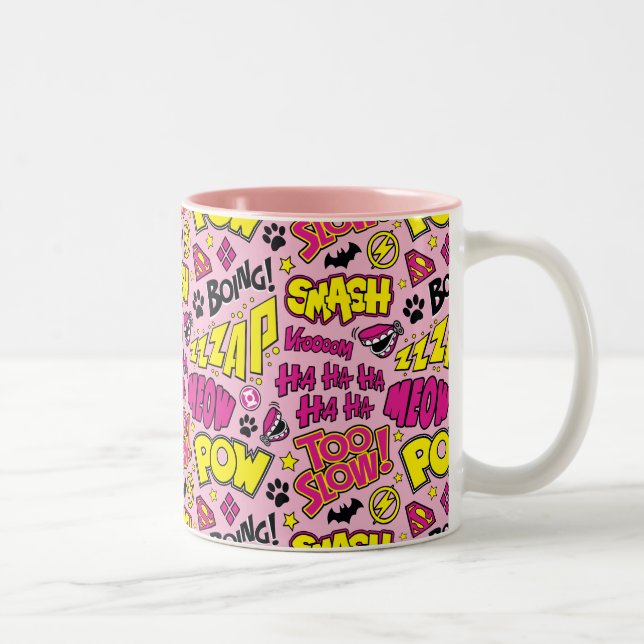 Chibi Comic Phrases and Logos Pattern Two-Tone Coffee Mug (Right)