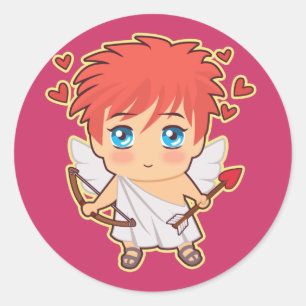 Chibi Cupid Classic Round Sticker